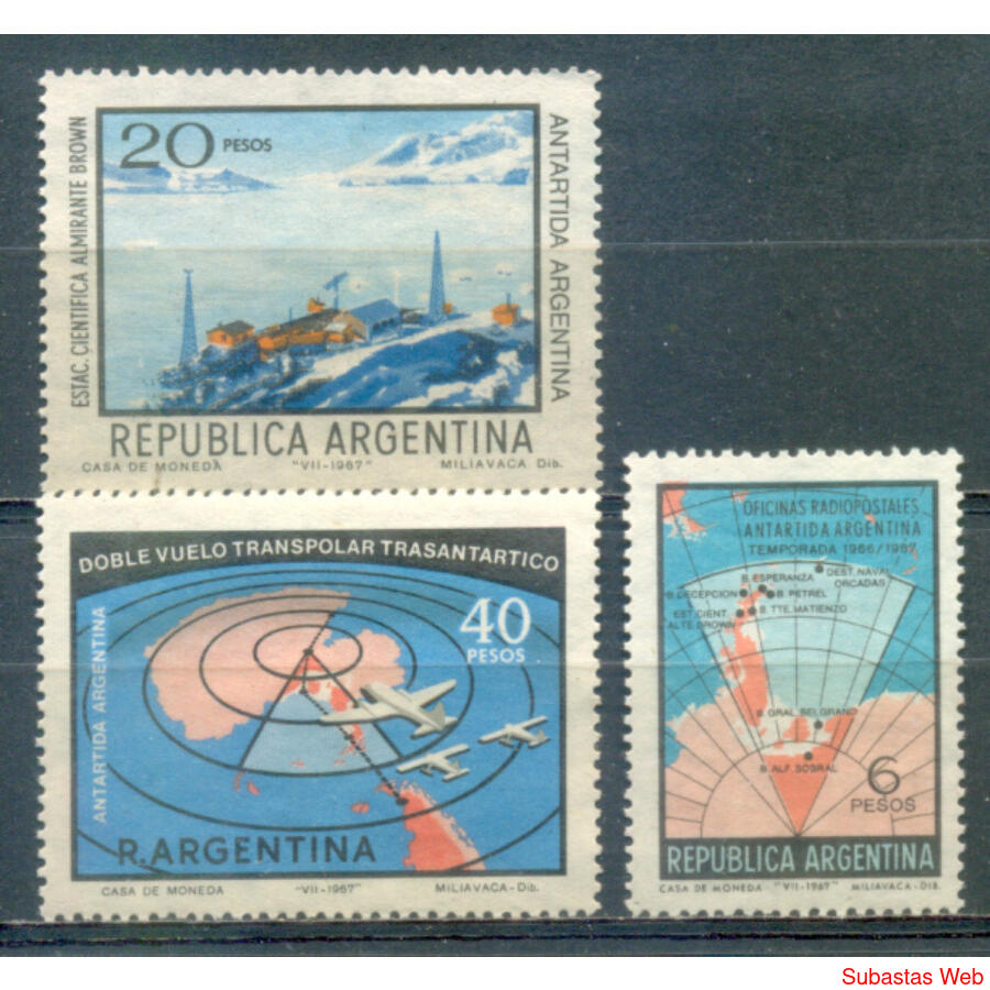 ARGENTINA GJ1438/1440 ANTARTIDA SERIE COMPLETA NUEVA U$3.00