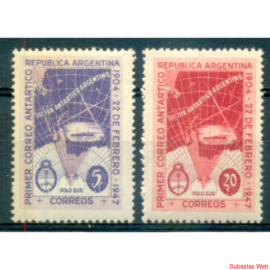 ARGENTINA GJ943/944 - 1° CORREO ANTARTICO SERIE MINT U$3.00