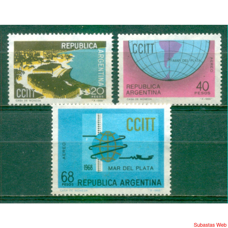 ARGENTINA GJ1453/1455. CONGRESO CCIT. SERIE NUEVA. U$2.00