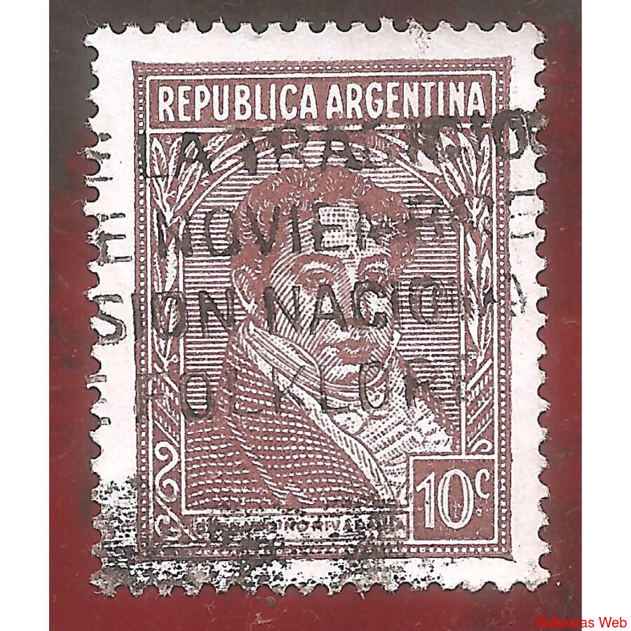 ARGENTINA 1939(MT395X) RIVADAVIA TIZADO, TIPOGRAF,  SOL RA,