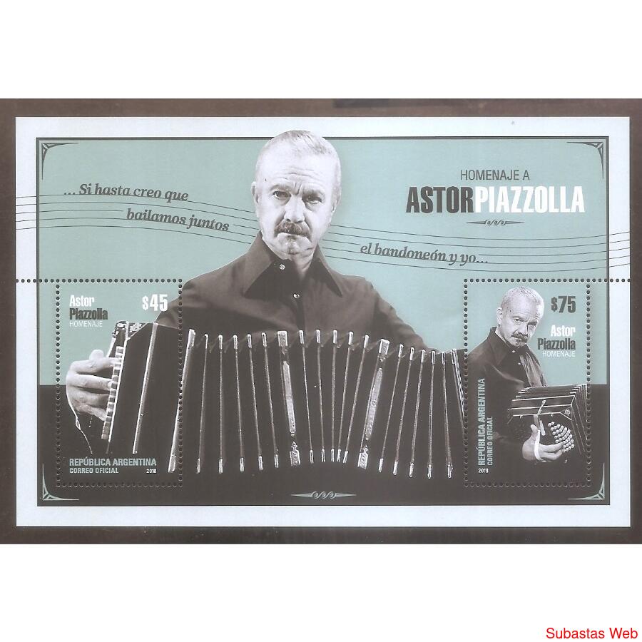 ARGENTINA 2018(BLOCK269) HOMENAJE ASTOR PIAZOLA  MINT