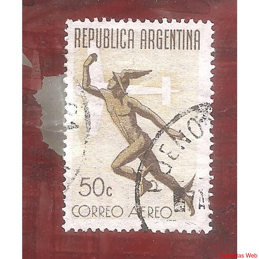 ARGENTINA 1942(A26) AEREO EMISION DEFINITIVA OFFSET, USADA