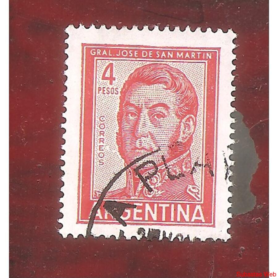 ARGENTINA 1959(605Ab) SAN MARTIN  TIPOGRAF.   TIZADO  USADA