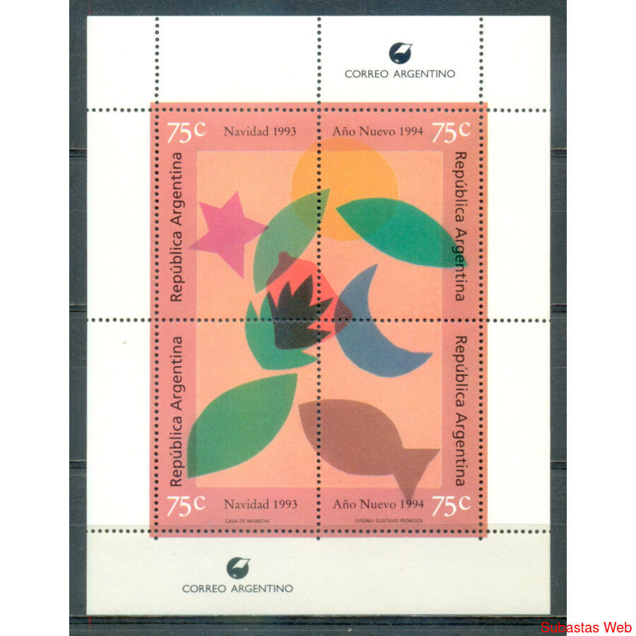 ARGENTINA GJHB106 NAVIDAD & AÑO NUEVO. BLOCK MINT U$8.00