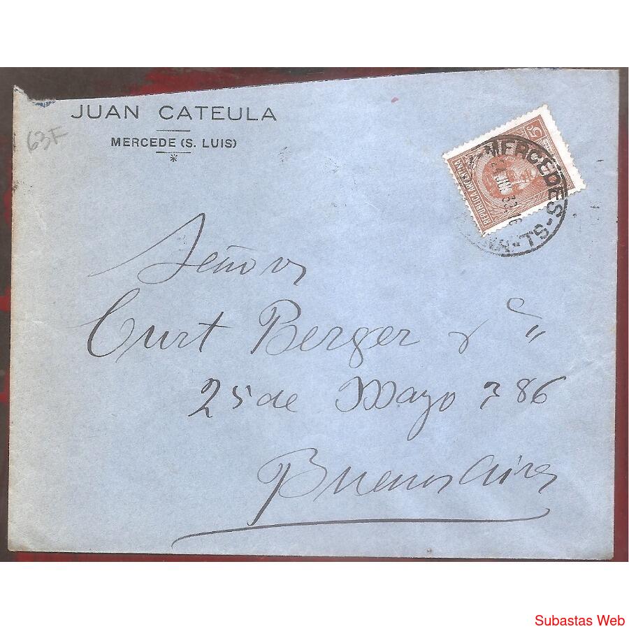 ARGENTINA 1939 SOBRE CIRCULADO NUMERO 63F