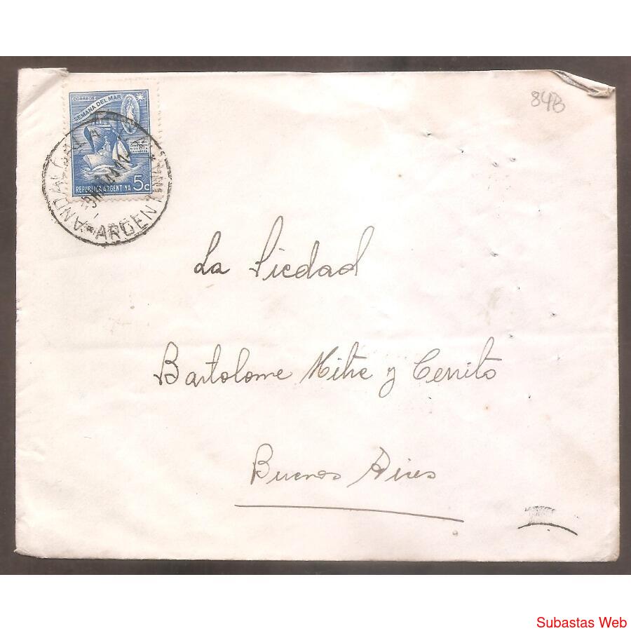 ARGENTINA 1944  SOBRE  CIRCULADO NUMERO 84B