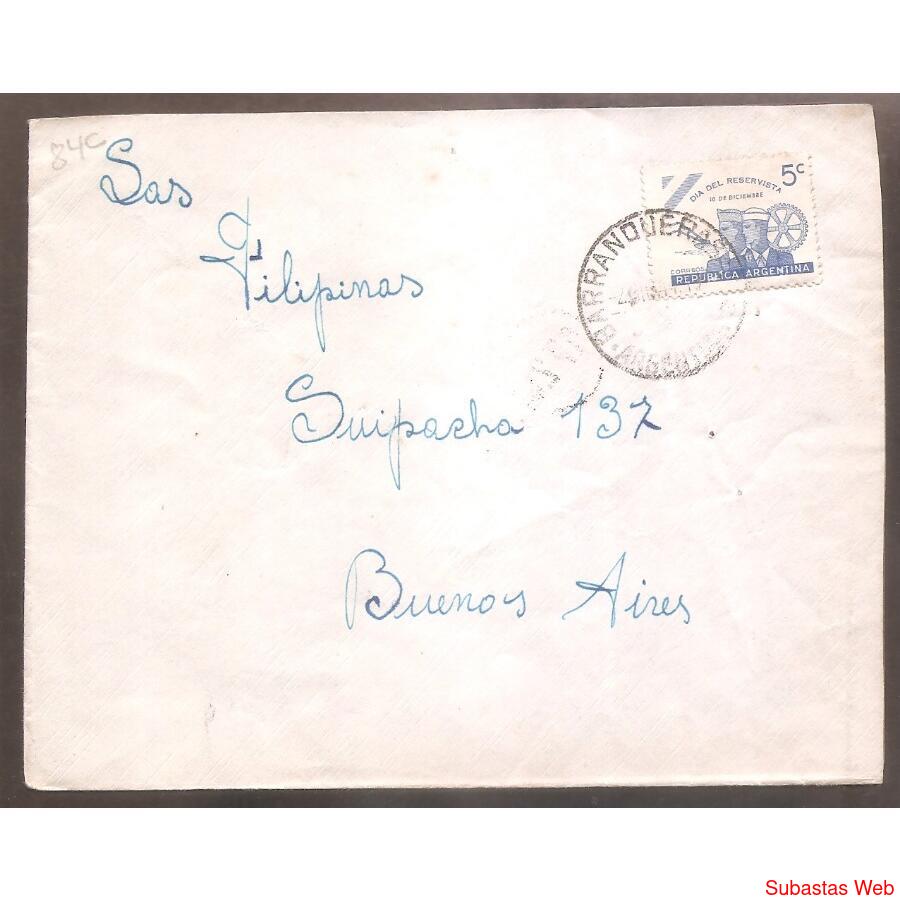 ARGENTINA 1944  SOBRE CIRCULADO NUMERO 84C