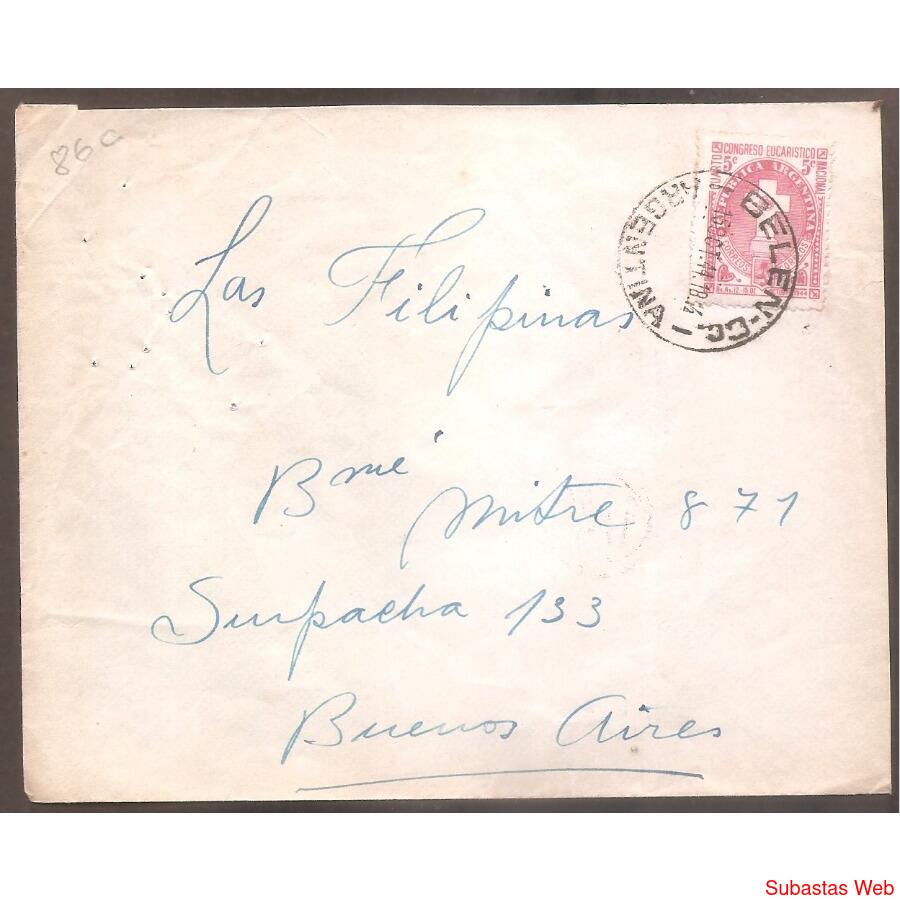 ARGENTINA 1944 SOBRE CIRCULADO NUMERO  86C
