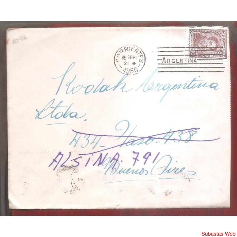 ARGENTINA 1950 SOBRE CIRCULARO NUMERO  109A