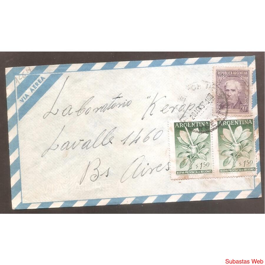 ARGENTINA 1957 SOBRE CIRCULADO NUMERO 126H