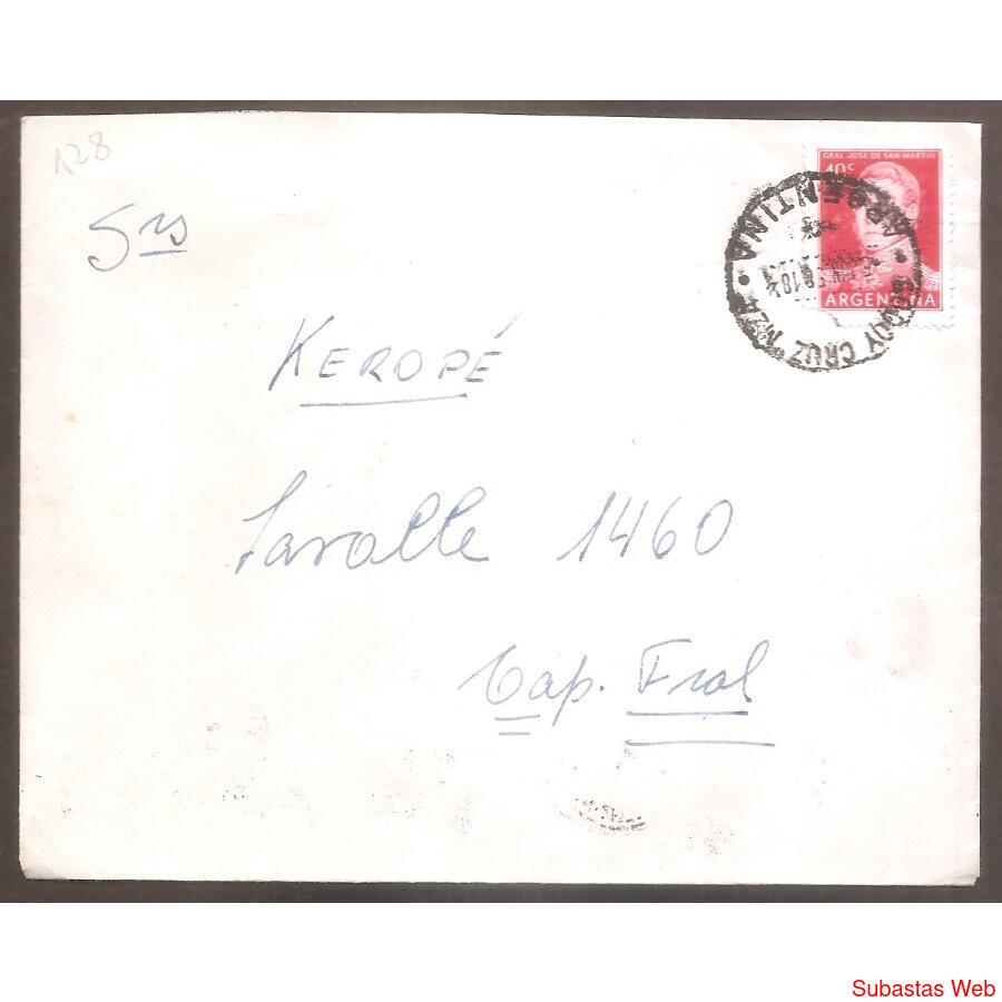 ARGENTINA 1958 SOBRE CIRCULADO NUMERO 128