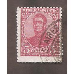 ARGENTINA 1908(137B) SAN MARTIN EN OVALO C/FILI USADA