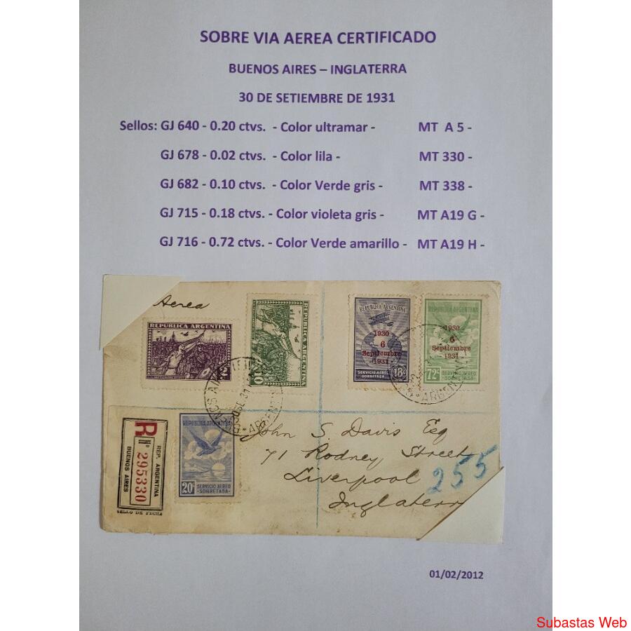 1931 - SOBRE VIA AEREA -