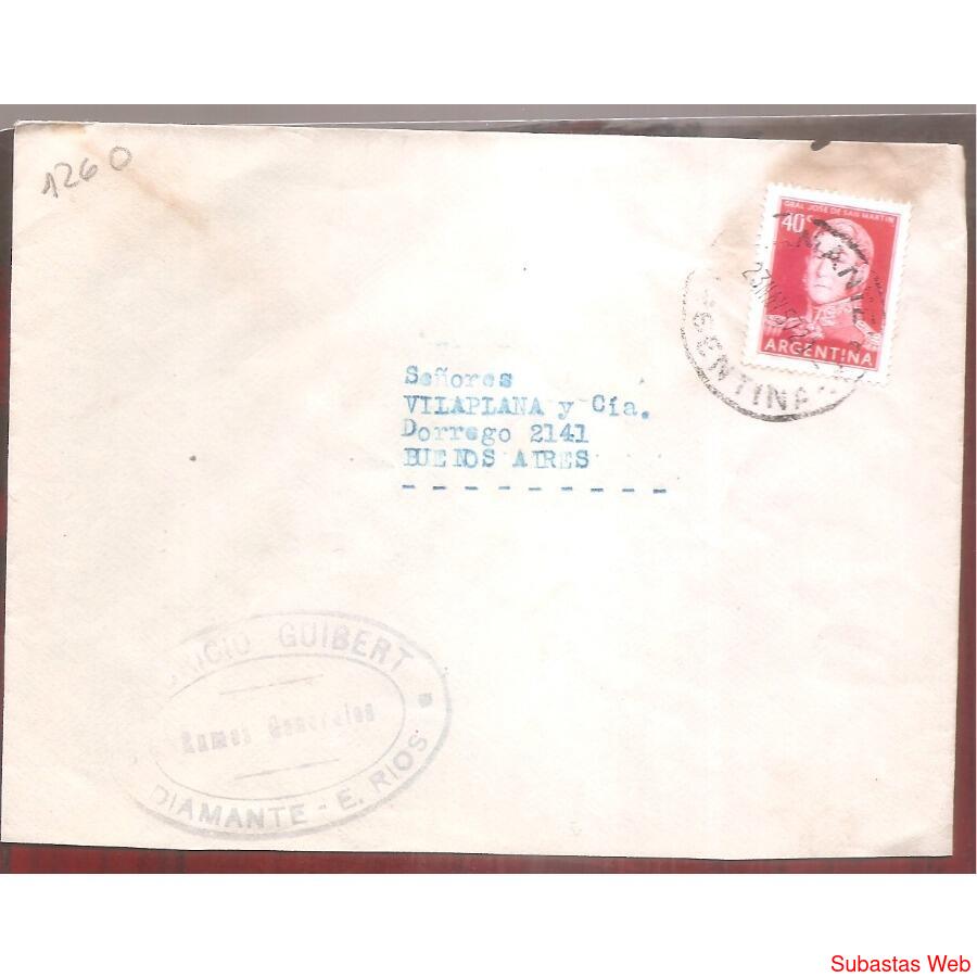 ARGENTINA  1957  SOBRE CIRCULADO NUMERO  126O
