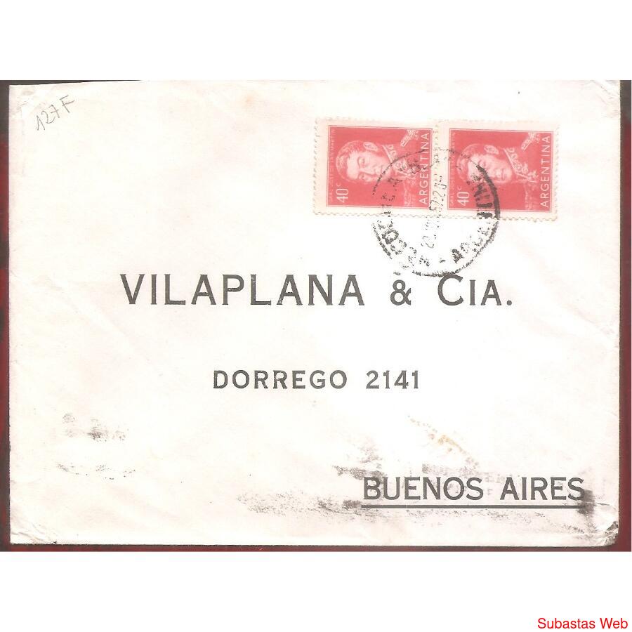 ARGENTINA  1957  SOBRE CIRCULADO NUMERO  127F