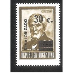 ARGENTINA 1975(MT1030) CORREO ORDINARIO: BROWN REVALORIZADO