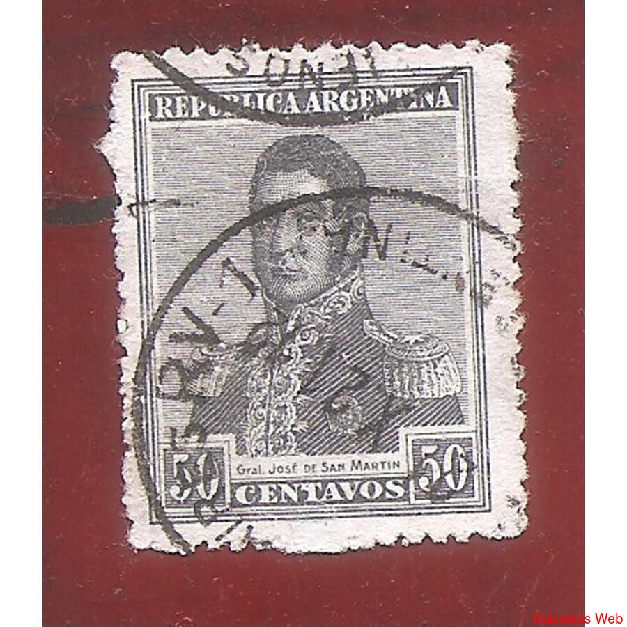 ARGENTINA 1918(239) SAN MARTIN EN RECUADRO, SINFILI USADA