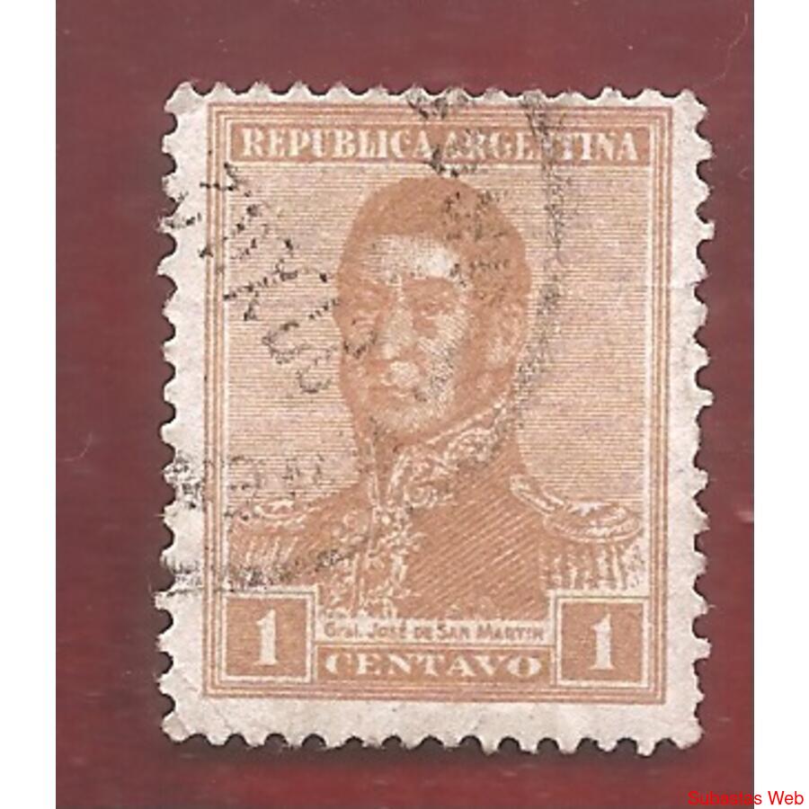 ARGENTINA 1922(267) SAN MARTIN FILI SOL RA  13,5x12,5 USADA