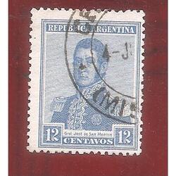 ARGENTINA 1917(219I) SAN MARTIN  FILI HH  13,5x12,5 USADA