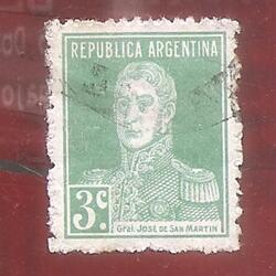 ARGENTINA 1923/279) SAN MARTIN CON PUNTO  13,5x12,5  USADA