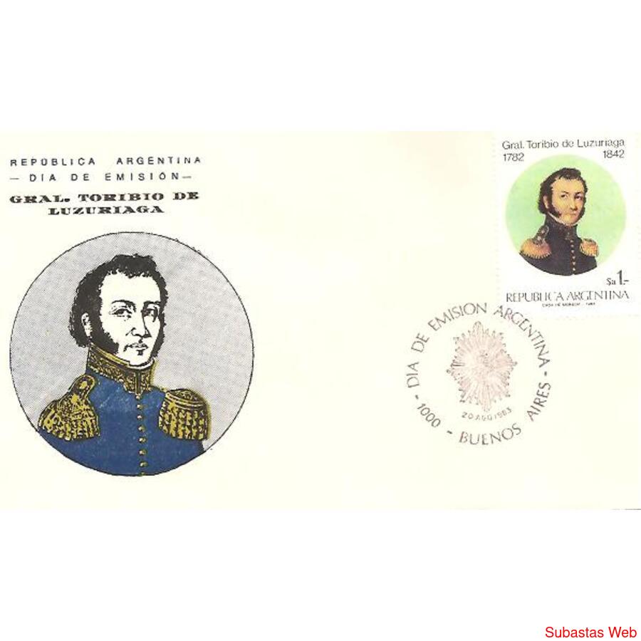 ARGENTINA 1983(1427) SOBRE PDE: GRAL. TORIBIO DE LUSURIAGA