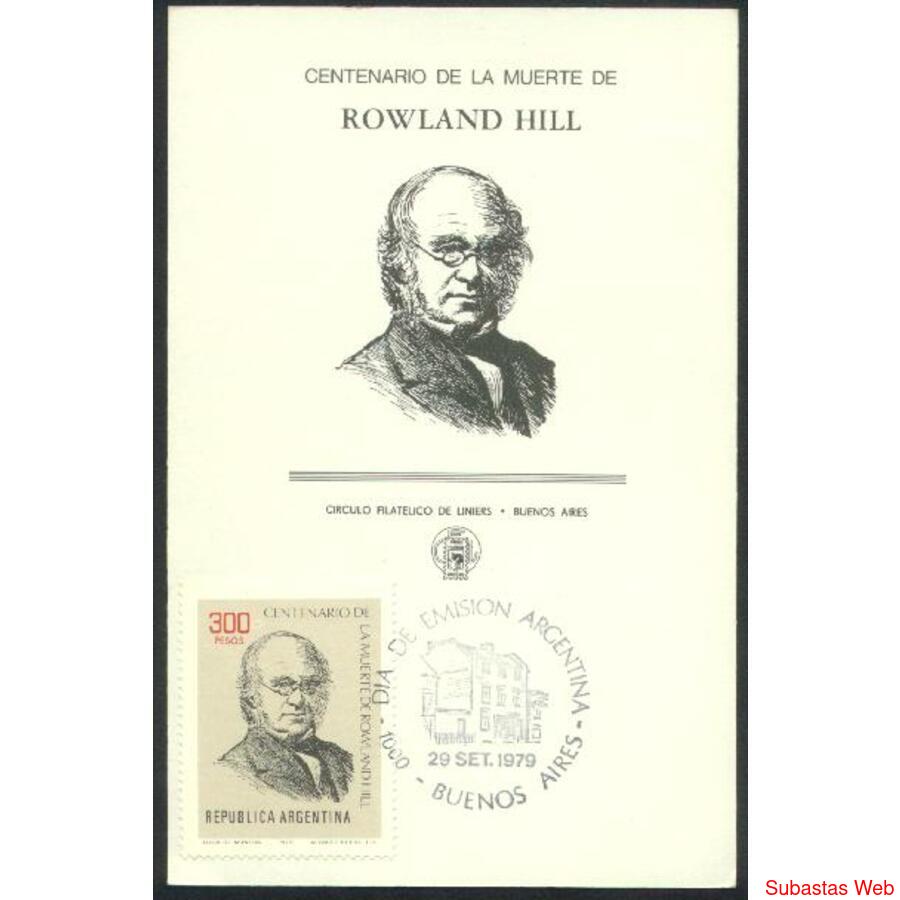 ARGENTINA 1979(1190) TARJETS PDE: MUERTE DE ROWLAND HILL