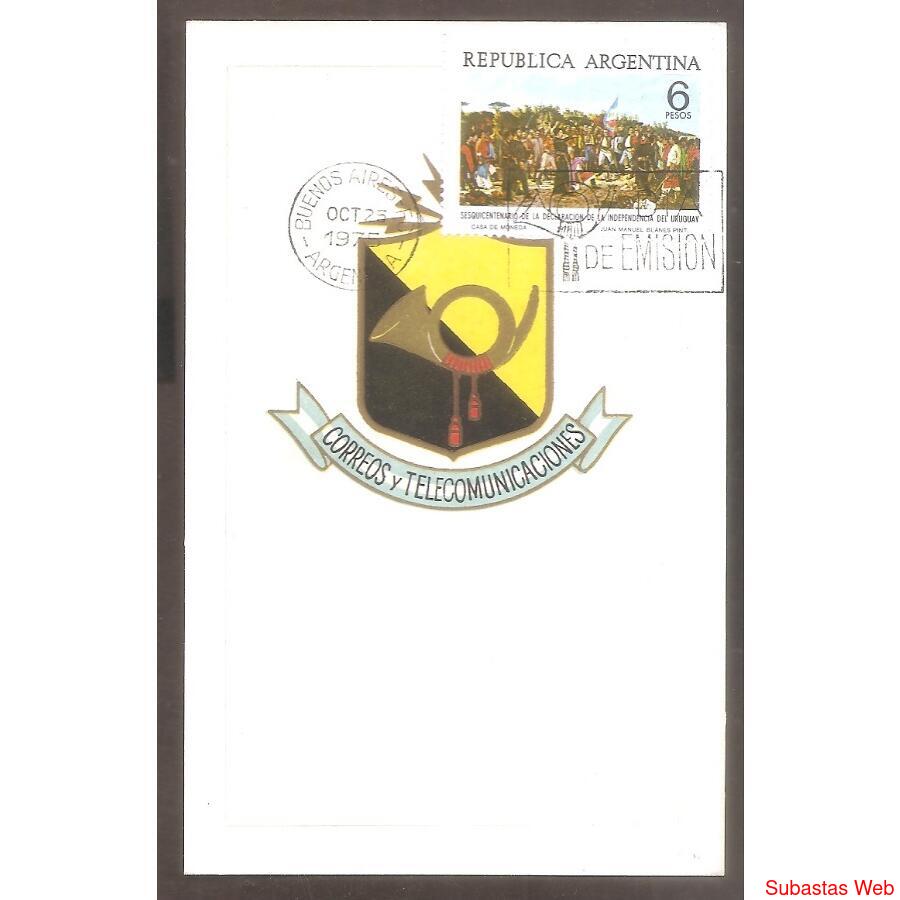 ARGENTINA 1975(1021) TARJETA PDE: SESQUICENTENARIO DEL URUGU