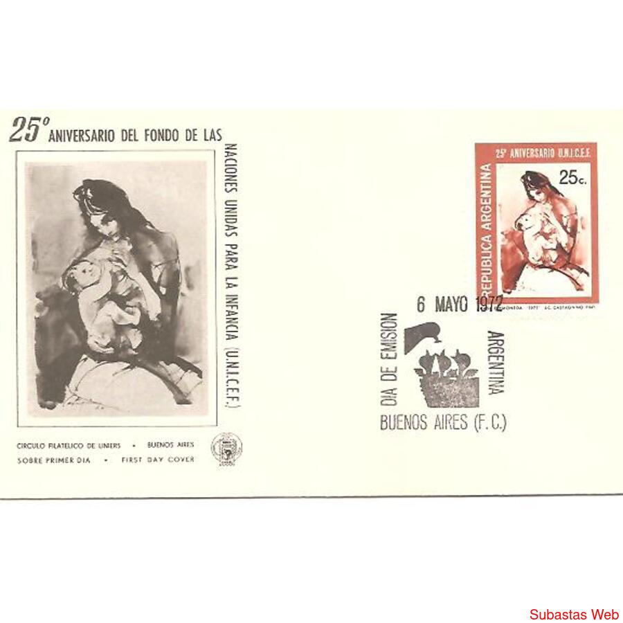 ARGENTINA 1972(916) SOBRE PDE: 25 AÑOS DE LA UNICEF
