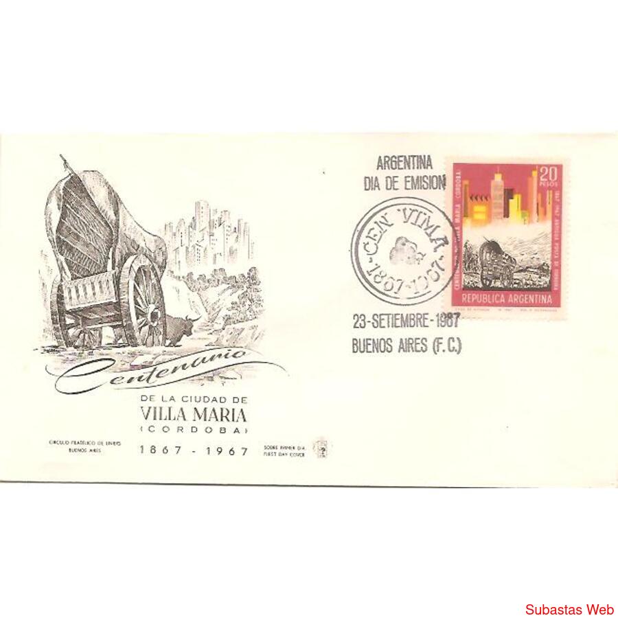 ARGENTINA 1967(796) SOBRE PDE:  CIUDAD VILLA MARIA
