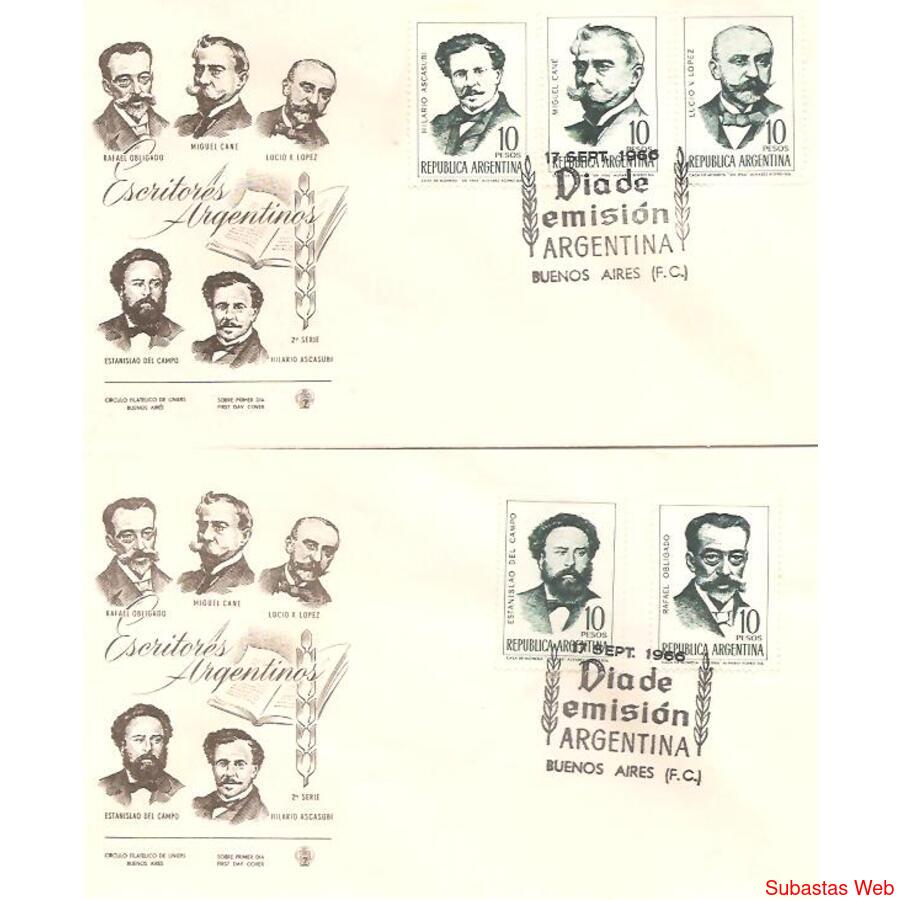 ARGENTINA 1966(763-67) 2 SOBRES PDE: ESCRITORES ARGENTINOS