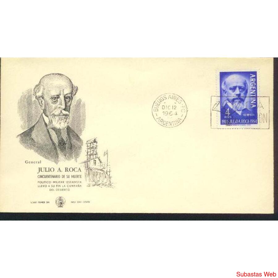 ARGENTINA 1964(697) SOBRE PDE:  FALLECIMIENTO DE ROCA