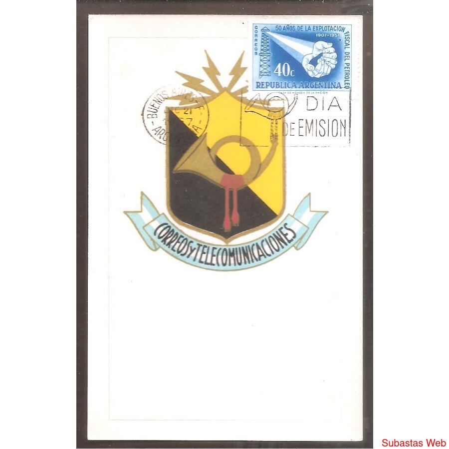 ARGENTINA 1957(580) TARJETA PDE: EXPLOTACION DEL PETROLEO