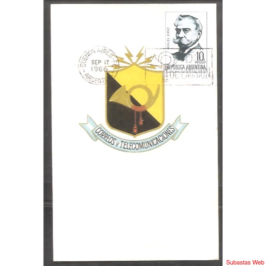 ARGENTINA 1965(709-13) 5 TARJETAS PDE ESCRITOTRES ARGENTINOS