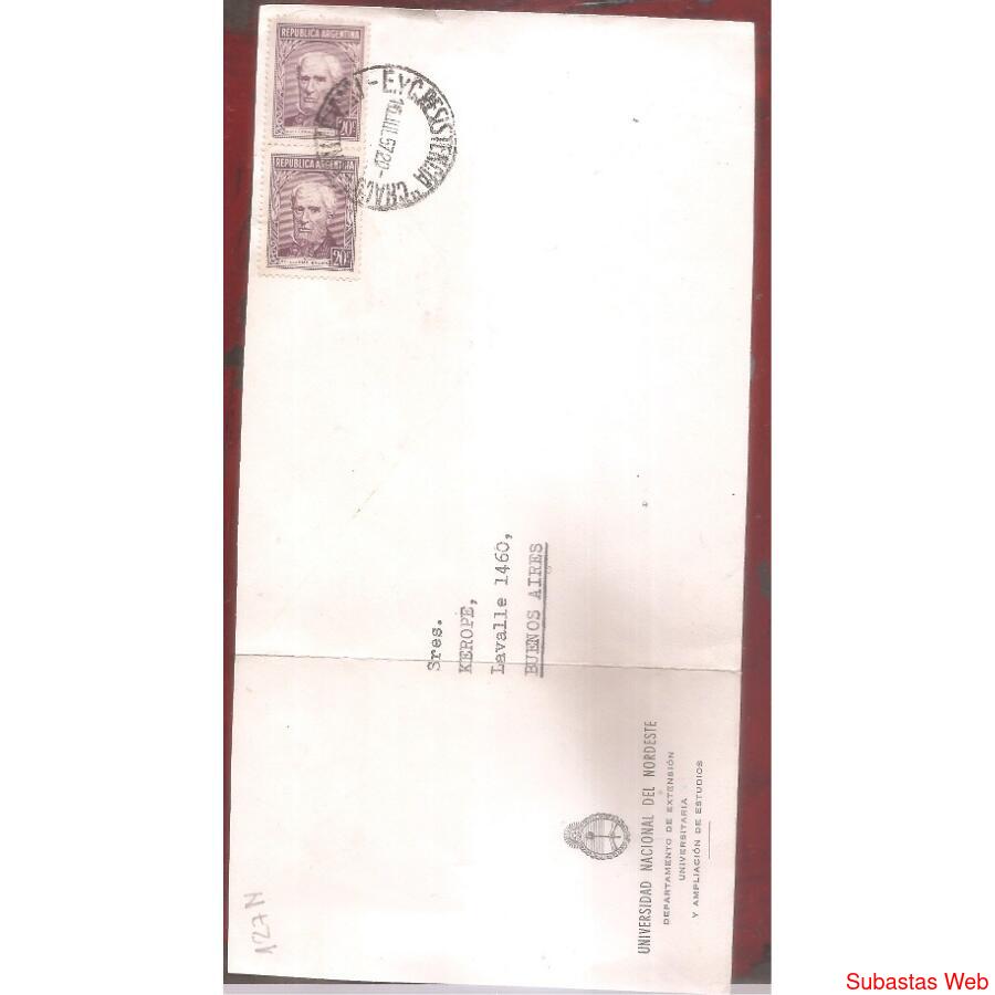 ARGENTINA  1957  SOBRE CIRCULADO NUMERO  127N
