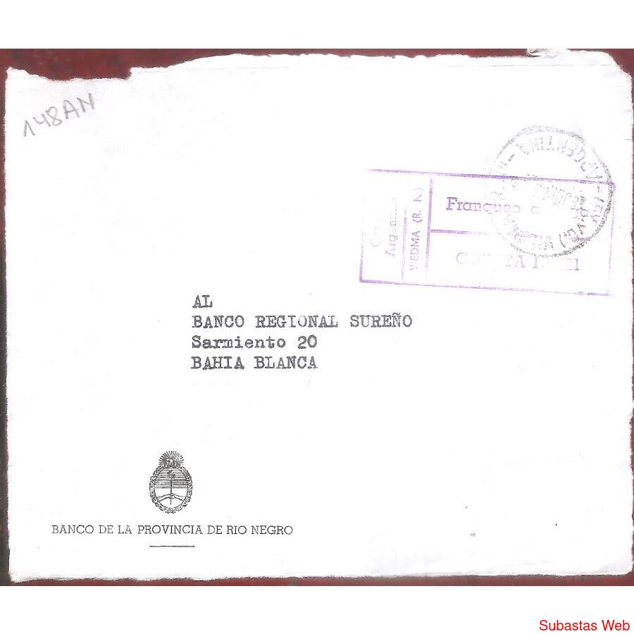 ARGENTINA  1963  SOBRE CIRCULADO  NUMERO  148AN