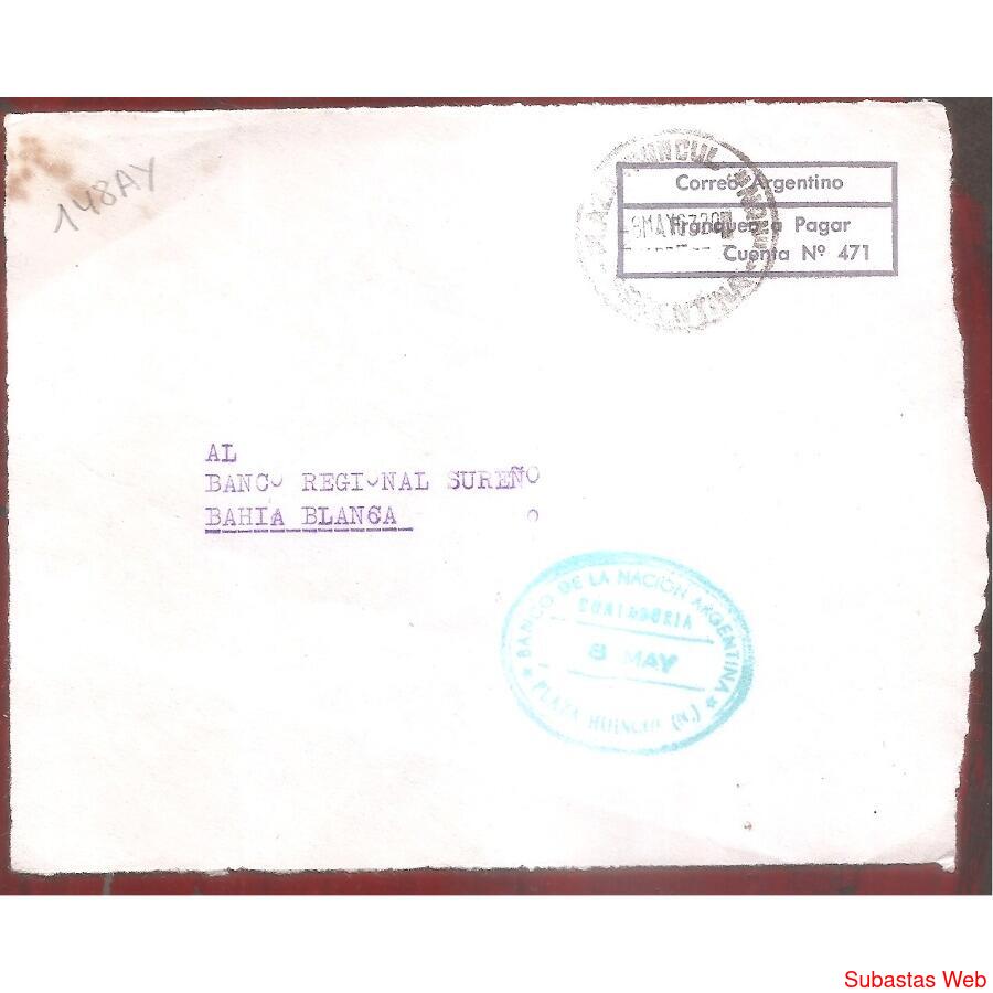 ARGENTINA  1963  SOBRE CIRCULADO  NUMERO  148AY