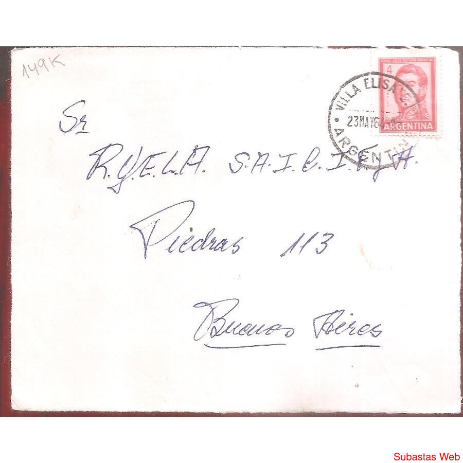 ARGENTINA  1964  SOBRE CIRCULADO  NUMERO   149K