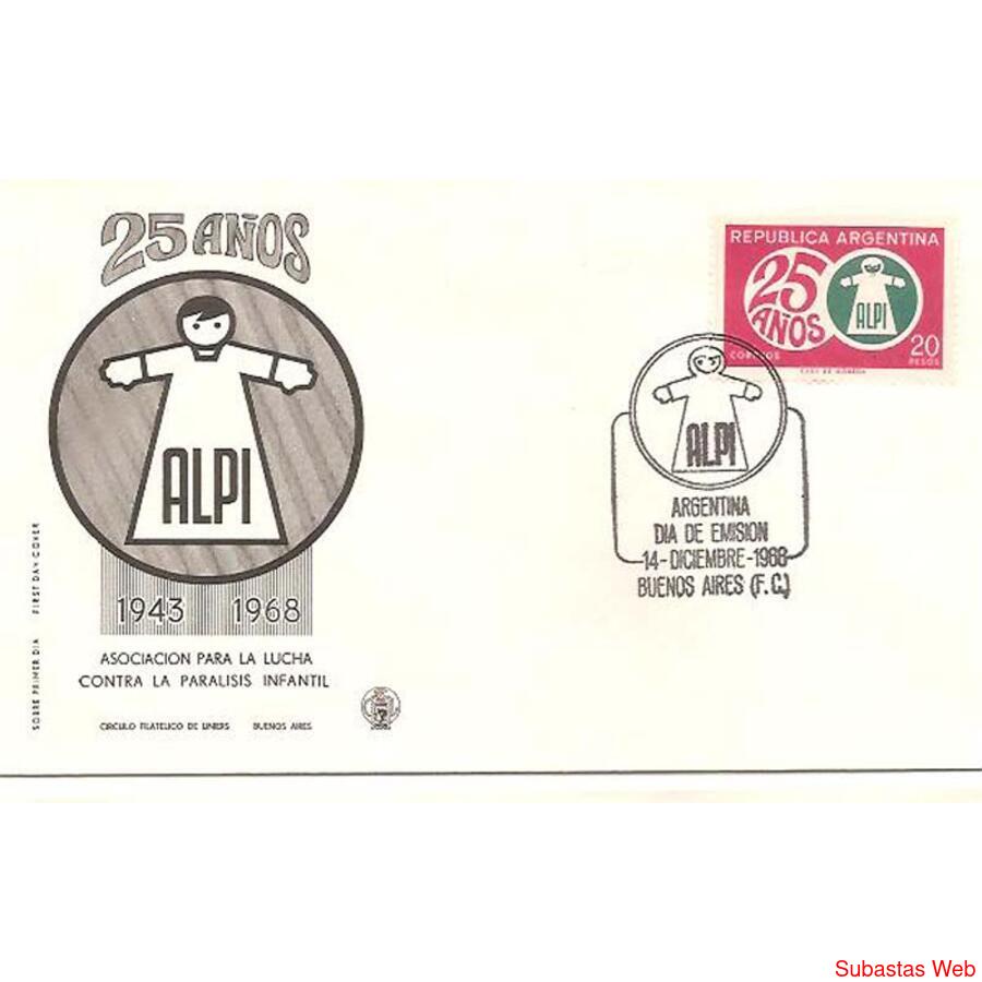 ARGENTINA  1968(831)  25 ANIVERSARIO DE ALPI