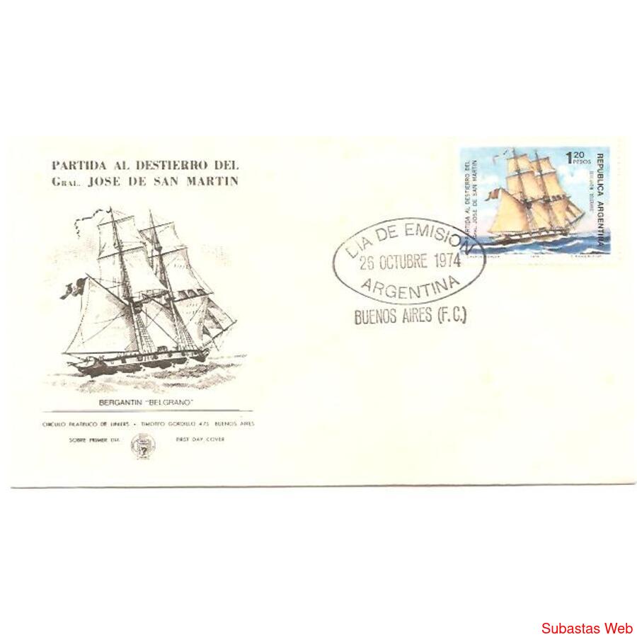 ARGENTINA  1974(986)  SOBRE PDE  DESTIERRO DE SAN MARTIN