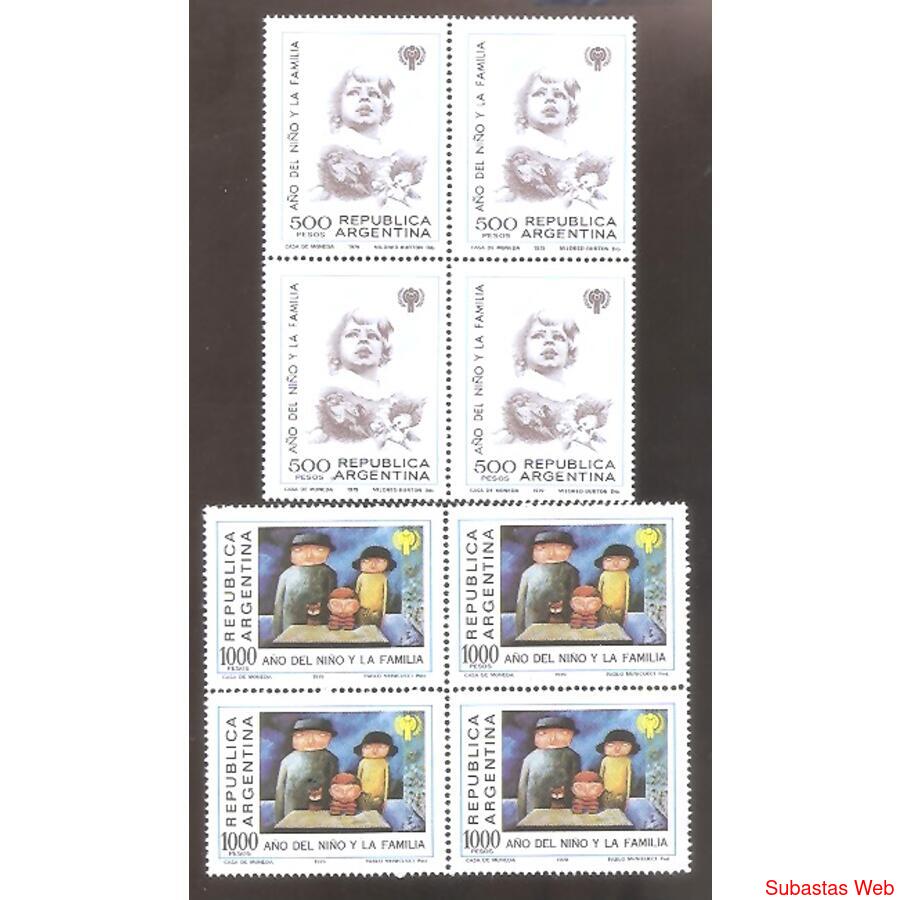 ARGENTINA 1979(1208-9) CUADRITOS AÑO DEL NIÑO Y FAMILIA  MIN
