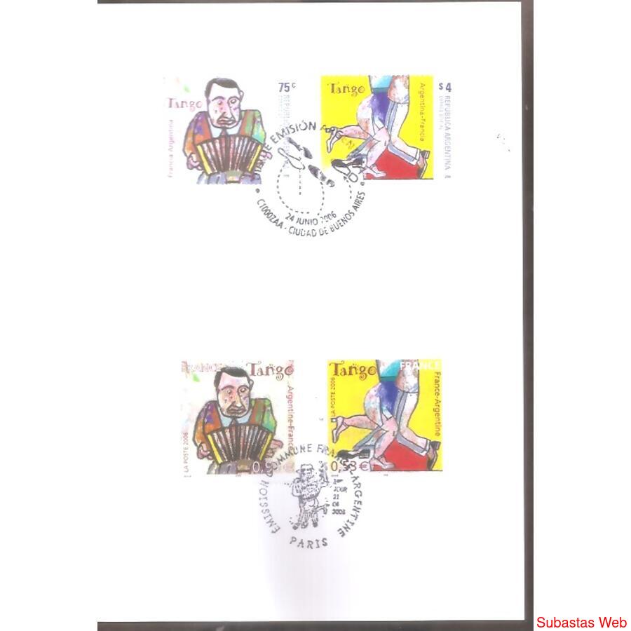 ARGENTINA 2006(2817-18) TARJETA  TANGO ARGENTINA-FRANCIA  PD