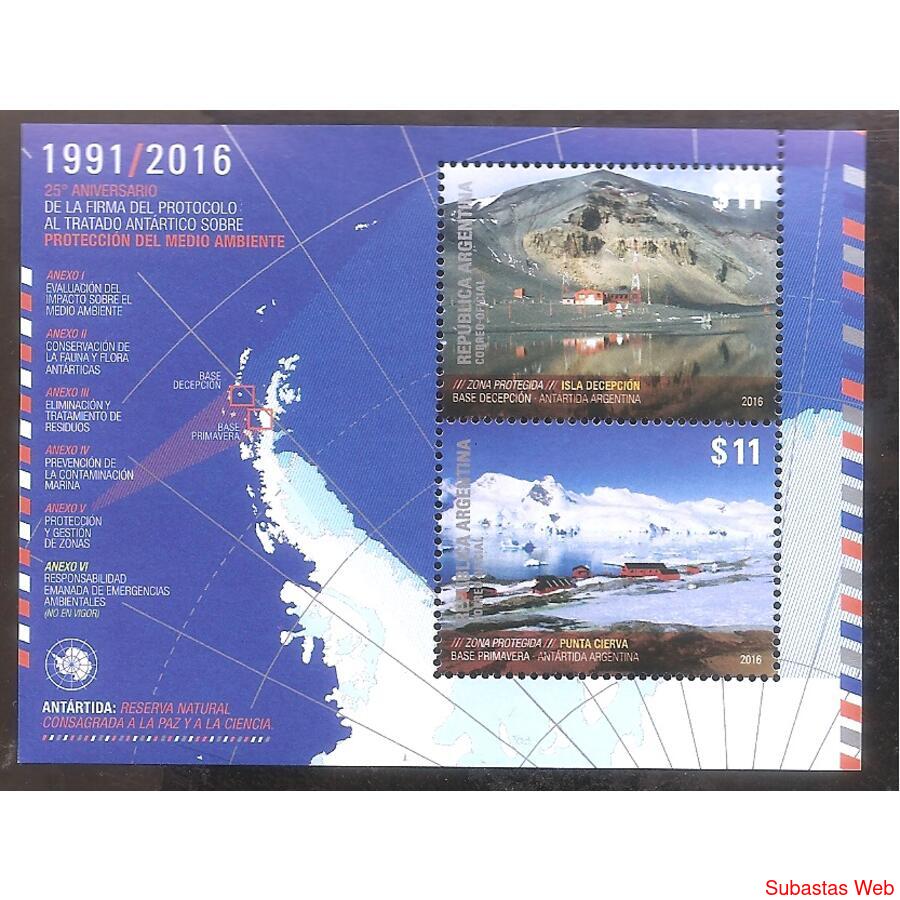 ARGENTINA  2016(BLOCK263)  25 ANIV. DEL PROTOCOLO ANTARTICO