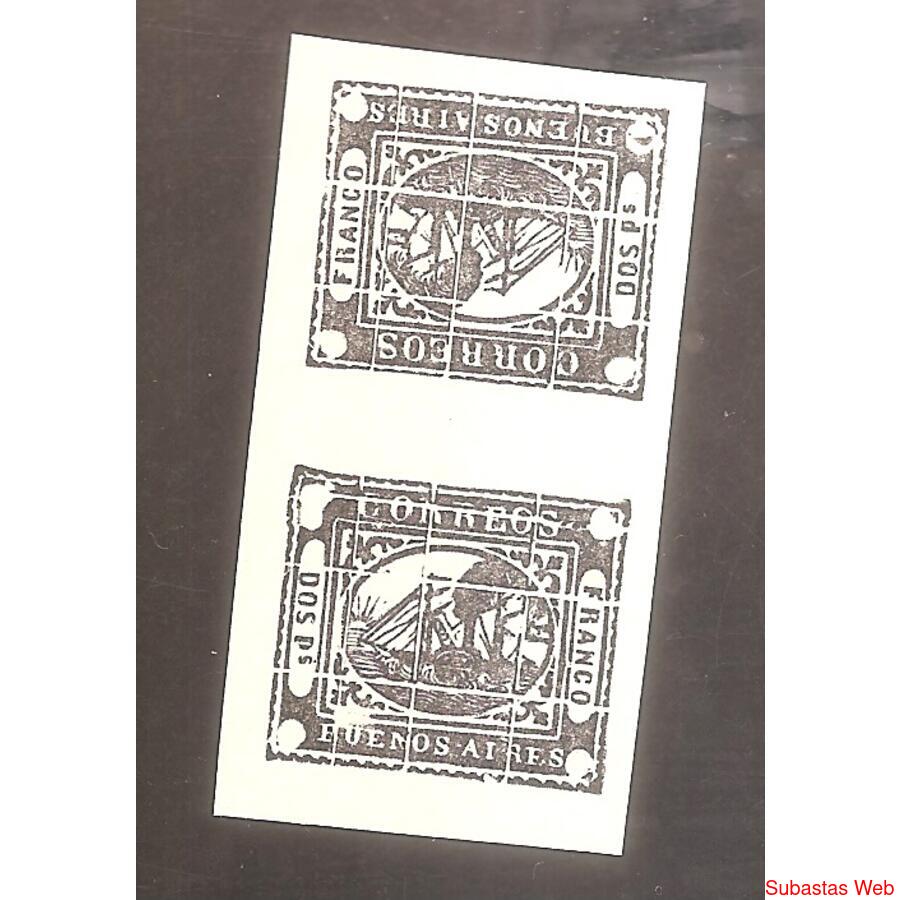 ARGENTINA 1858 BARQUITO DOS Ps, TETE-BECHE, REIMPRESION  MAR