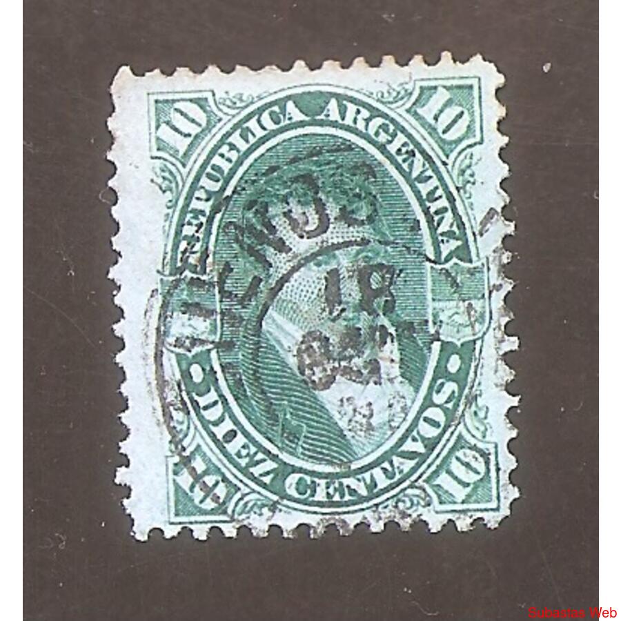 ARGETINA 1867(19) PROCERES NACIONALES: BELGRANO  USADA
