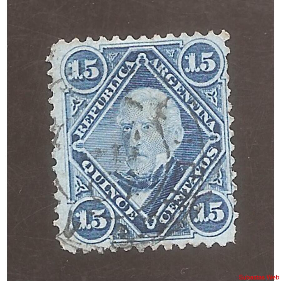 ARGENTINA 1867(20a) PROCERES: SAN MARTIN, LINEAS HORIZONTALE