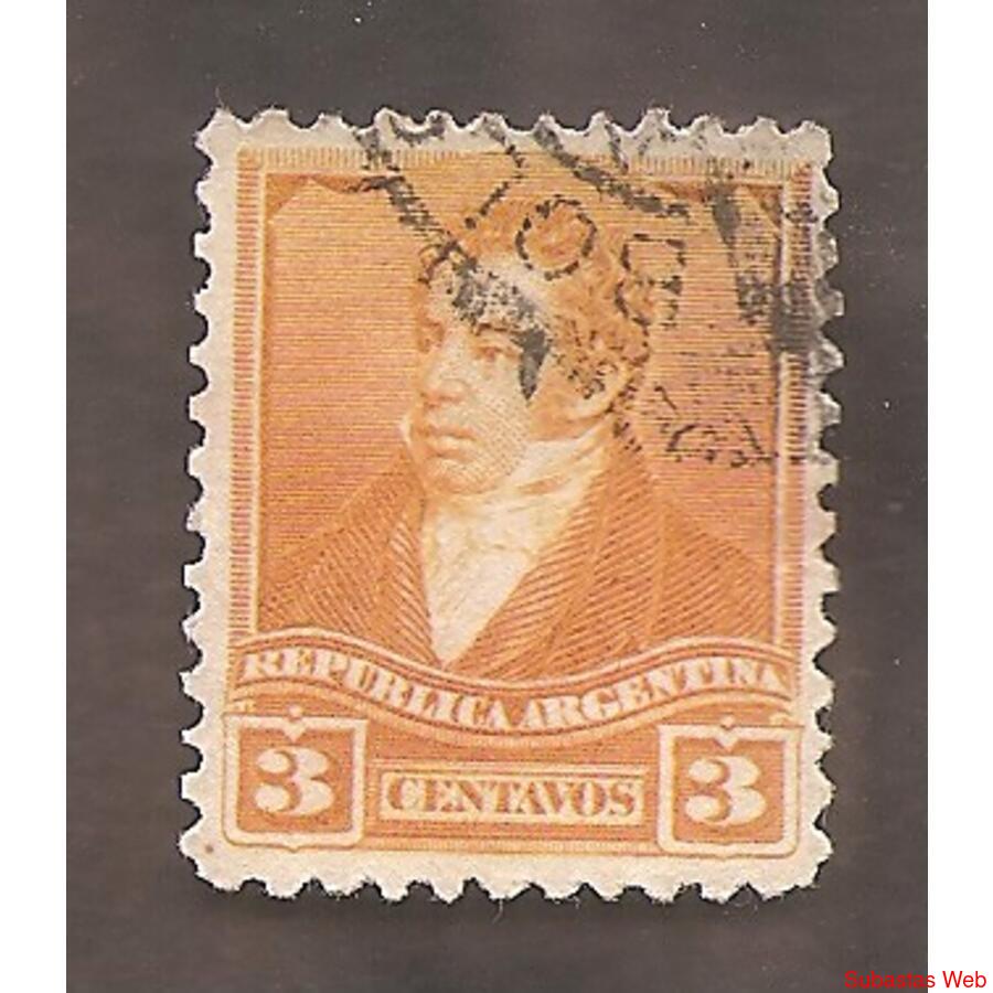 ARGENTINA 1892(97) 3 PROCERES  SOL CHICO  11,5x11,5  USADA