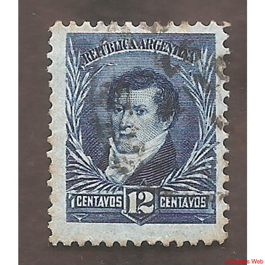 ARGENTINA 1892(100I) 3 PROCERES  SOL GRANDE  11,5x11,5 USADA