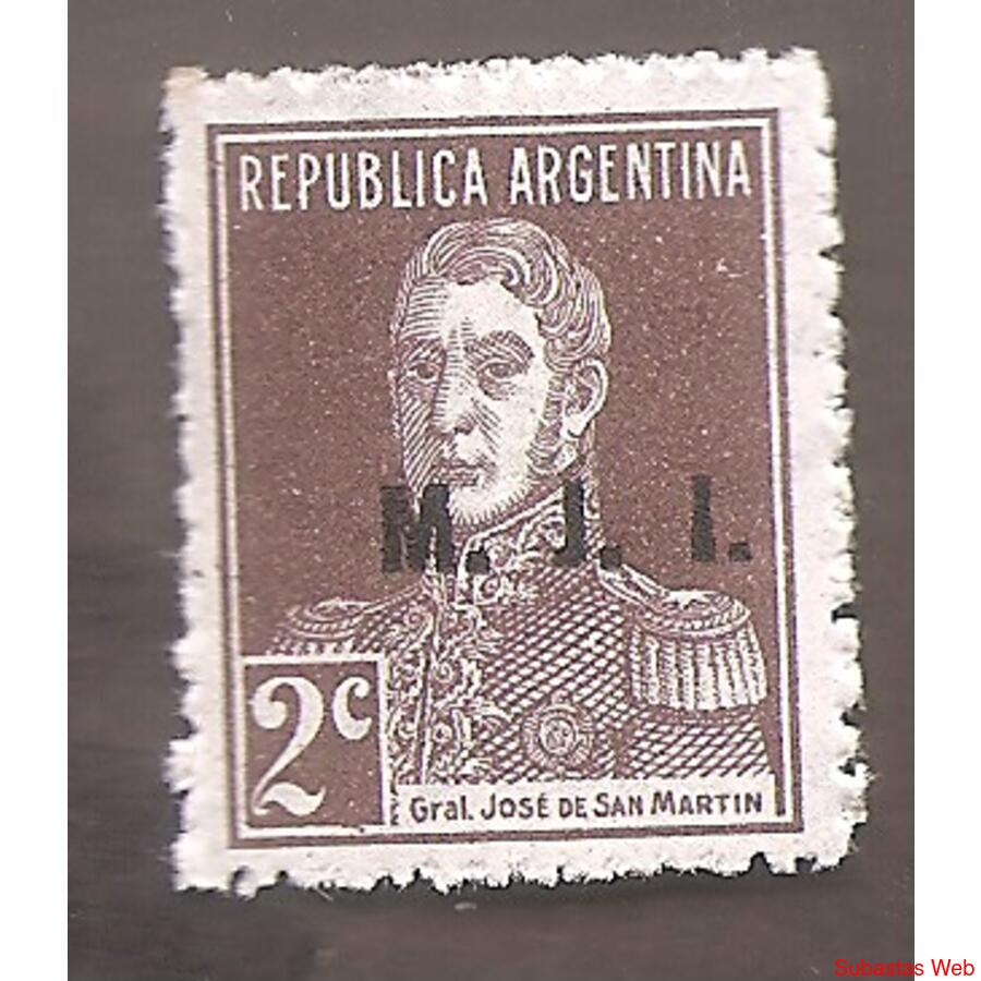ARGENTINA 1923(298-208) SAN MARTIN SIN PUNTO, MINIST: MJI NS