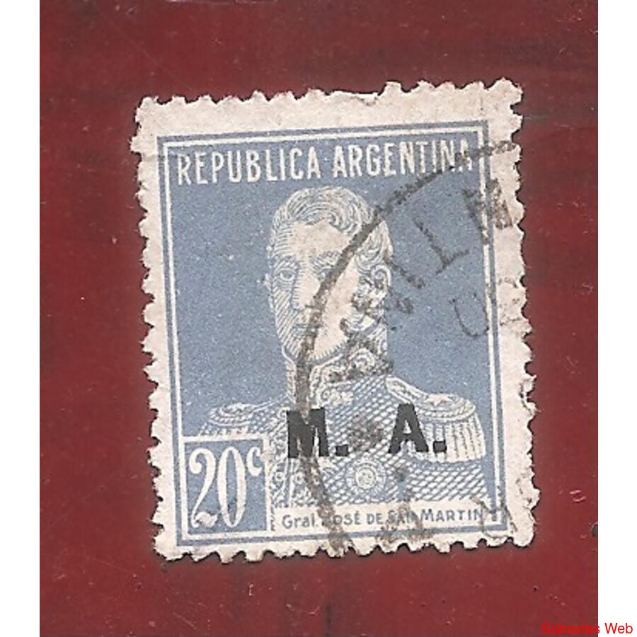 ARGENTINA 1923(304-211) SAN MARTIN SIN PUNTO, MINIST.: M.J.I