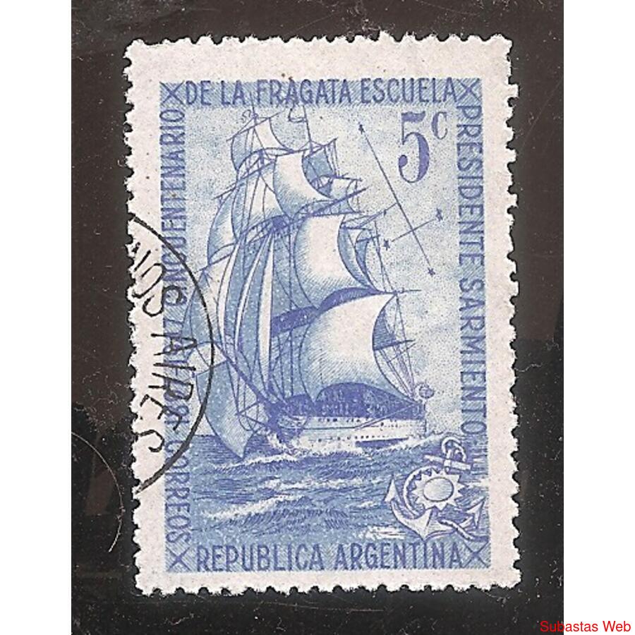 ARGENTINA 1947(488) CINCUENTENARIO FRAGATA SARMIENTO  USADA
